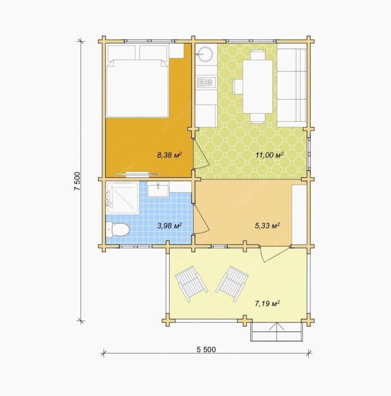 Дачный дом из мини бруса ДЛ-15