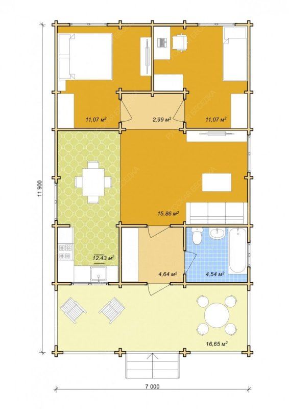 Дачный дом из мини бруса ДЛ-12