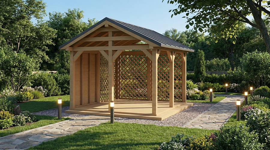 Прямоугольная беседка Клайф с фальцевой кровлей
