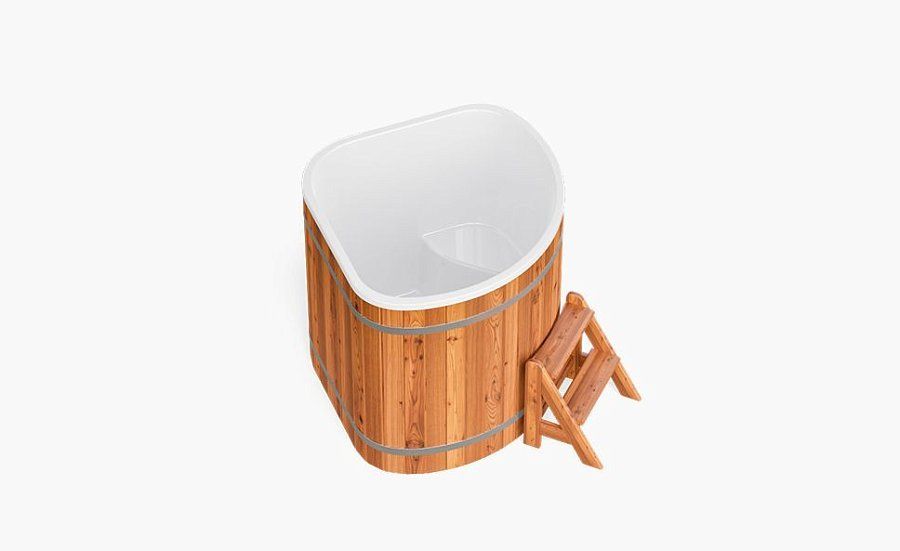 Композитная купель с отделкой из термодерева CORNER 130, сосна