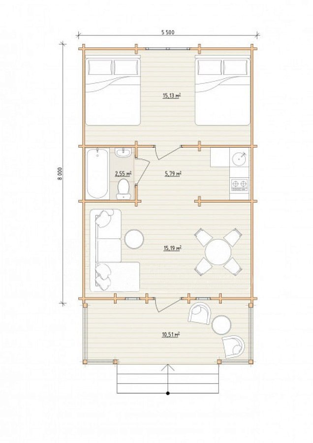 Гостевые дома из мини-бруса ДГ-15