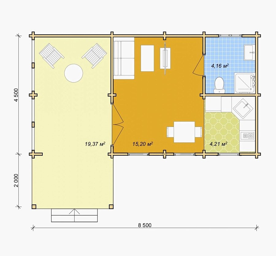 Дачный дом из мини бруса ДЛ-30