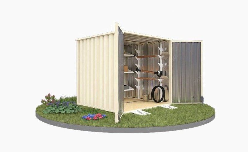 Хозблок Секционный с плоской крышей, торцевой дверью и полом из OSB