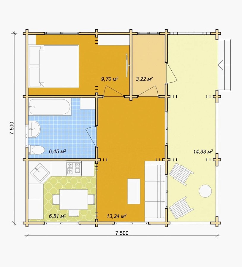 Дачный дом из мини бруса ДЛ-18