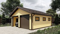 Двухскатный гараж с двумя въездами 7х8 Тюфанка