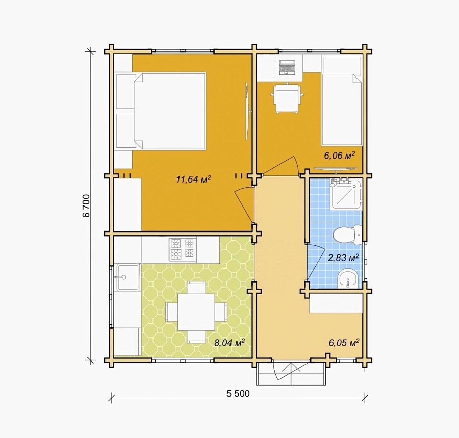 Дачный дом из мини бруса ДЛ-21