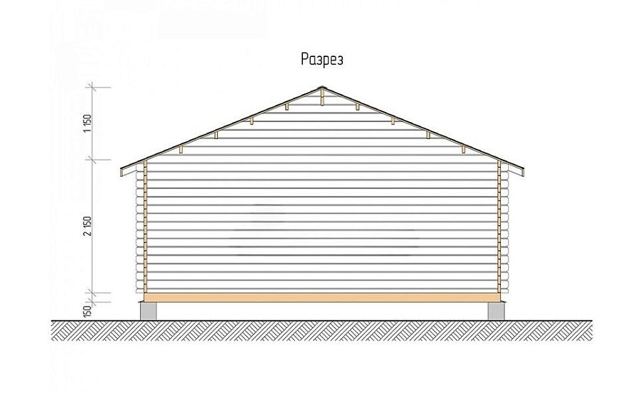 Садовый дом серия ДСК 6×6 с навесом 1,5м. и крыльцом 1,3м.